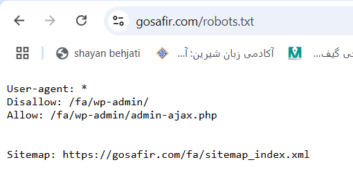 فایل robots.txt سایت سفیر -چک لیست سئو تکنیکال