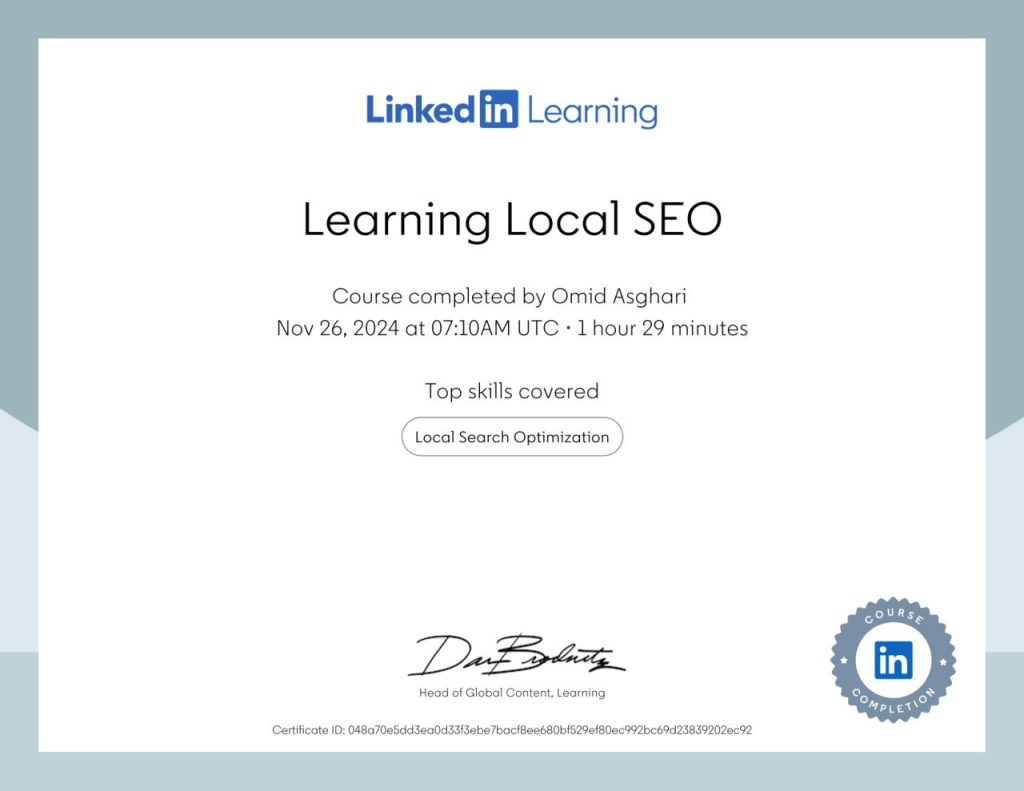 learning Local seo omid asghari
